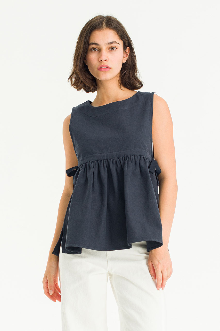 Faye Ribboned Vest, Navy