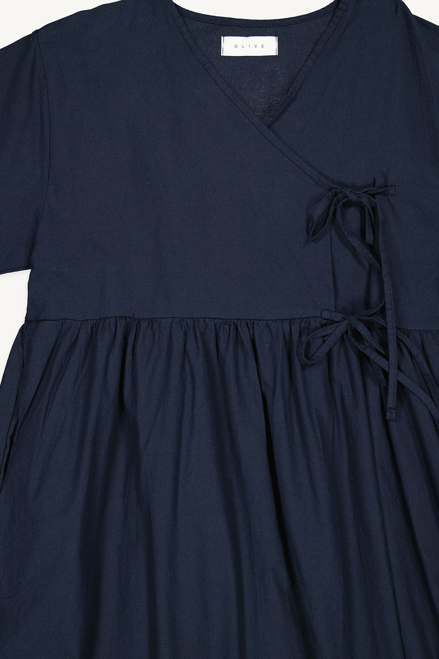 Faye Ribbon Dress, Navy
