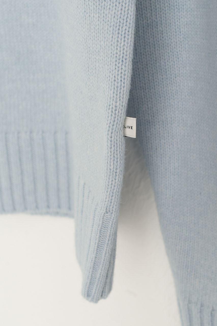 Elena Crochet Neck Jumper, Sky Blue
