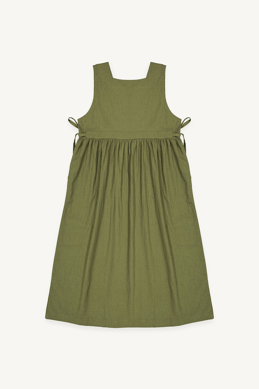 Martha Twin Ribbon Dress, Khaki