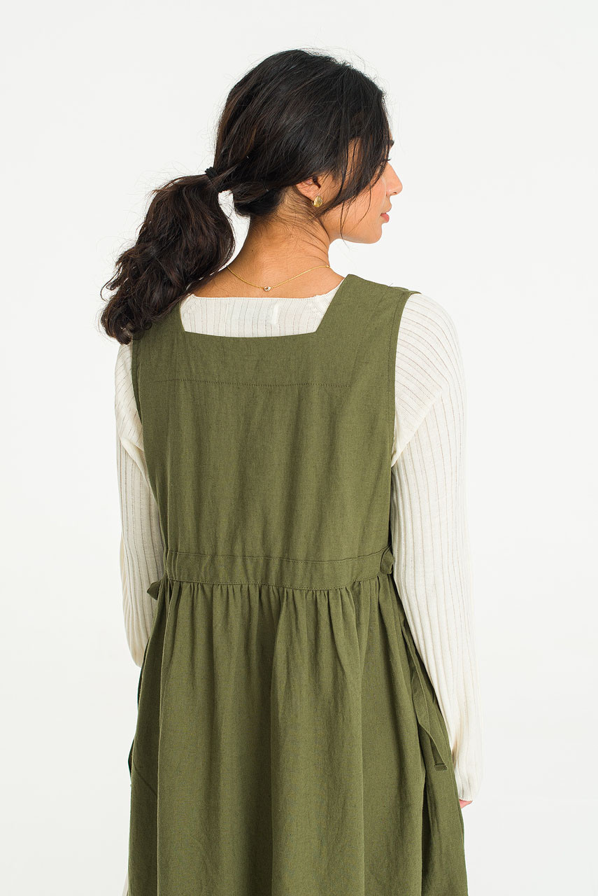 Martha Twin Ribbon Dress, Khaki