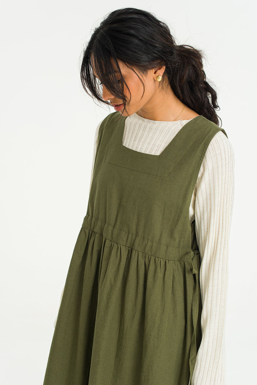 Martha Twin Ribbon Dress, Khaki