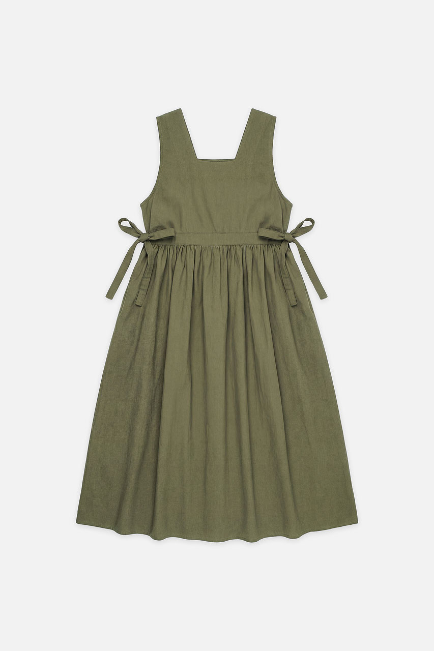Olive Apron dress エプロン ワンピース Open Apron Dress, Black