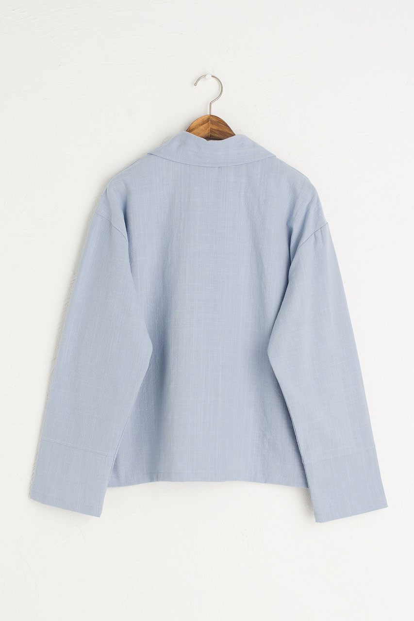 Linen Blend Simple Jacket, Sky Blue