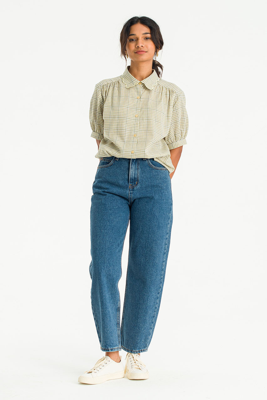 Nori Check Blouse, Beige