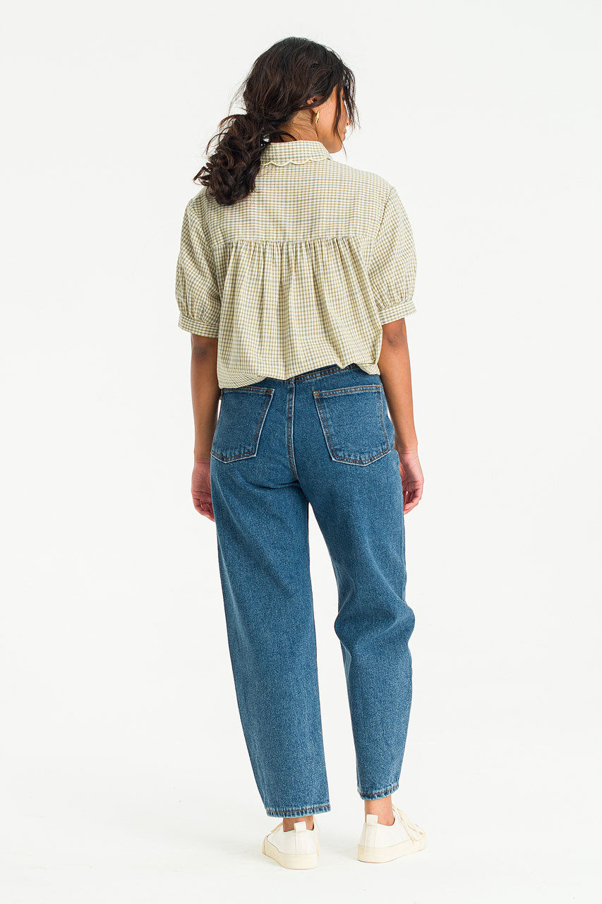 Nori Check Blouse, Beige