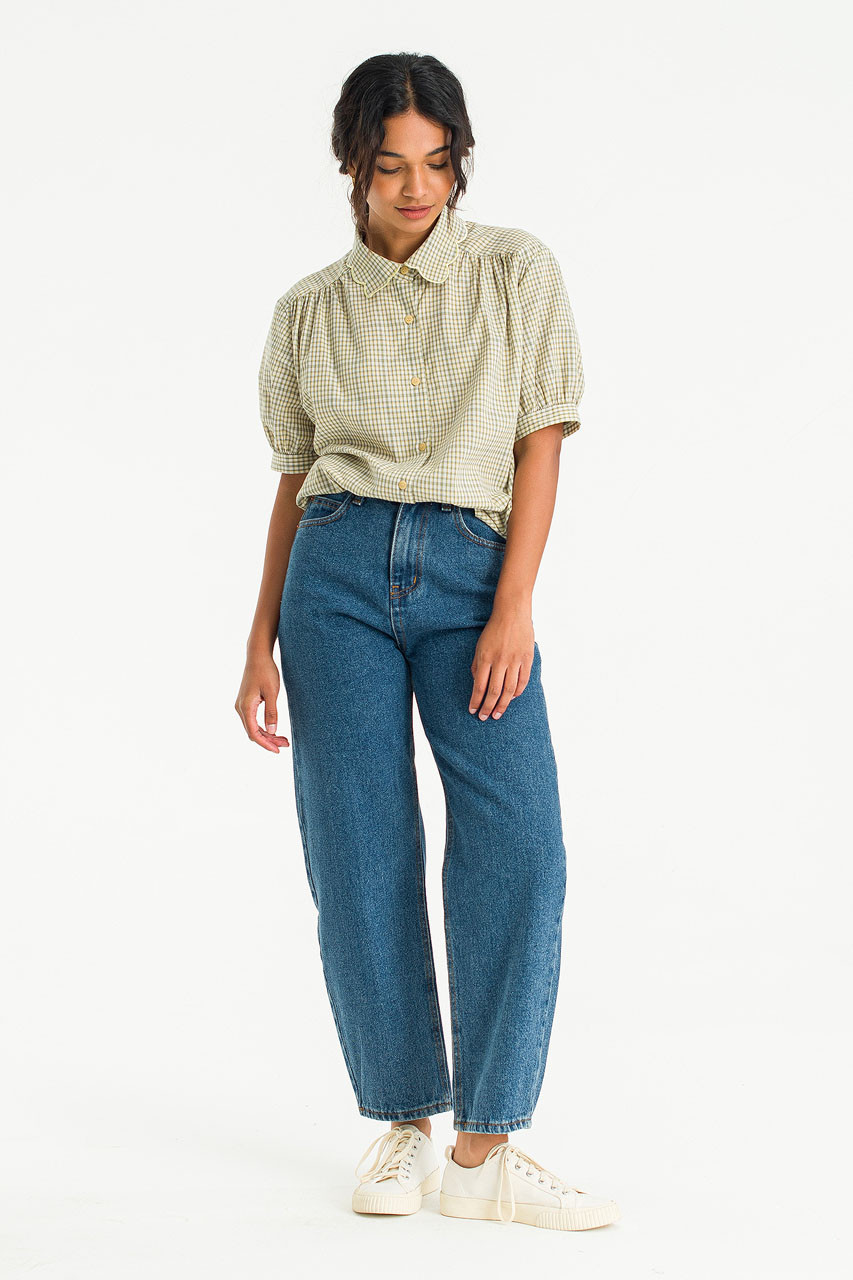 Nori Check Blouse, Beige