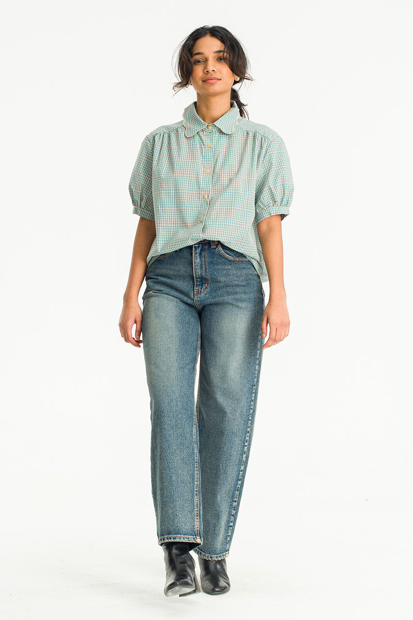 Nori Check Blouse, Khaki