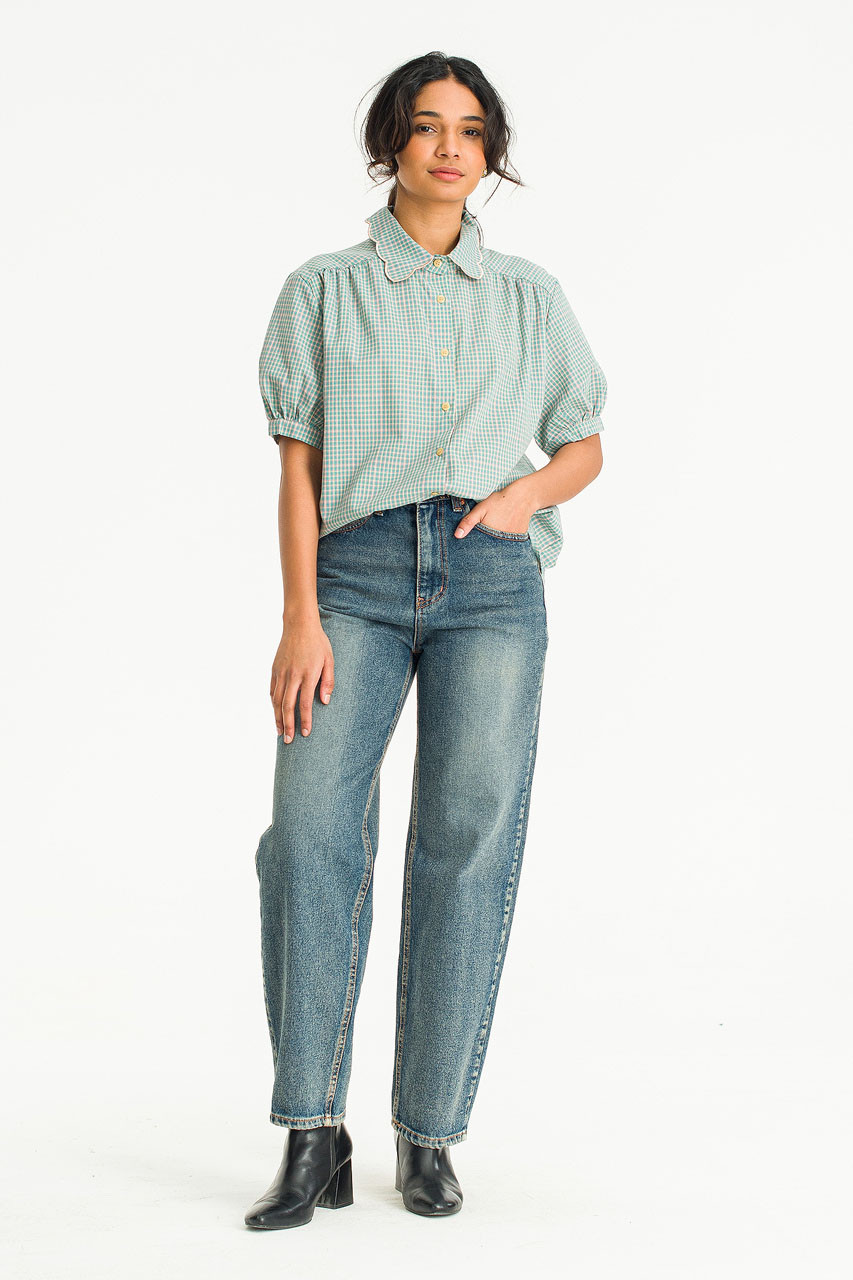 Nori Check Blouse, Khaki