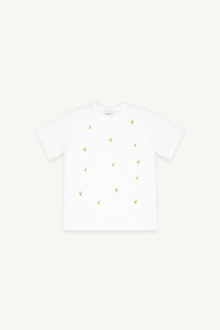 Dandelion Embroidered Tee, White