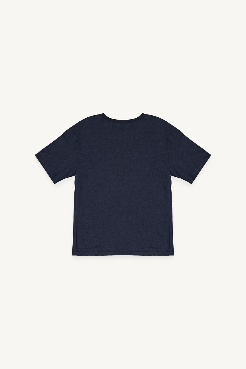 Freesia Vine Embroidery Tee, Navy