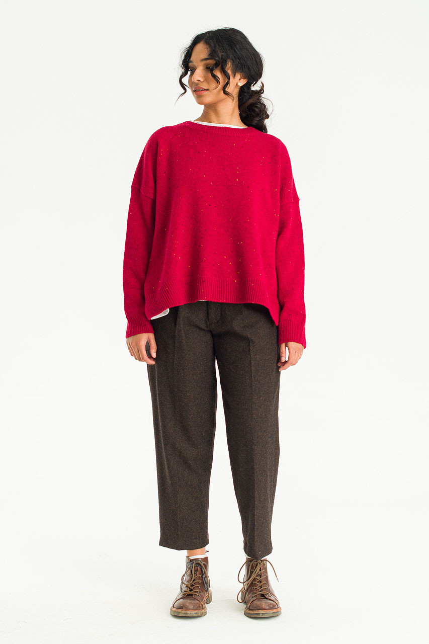 Boucle Round Neck Jumper, Mix Wine