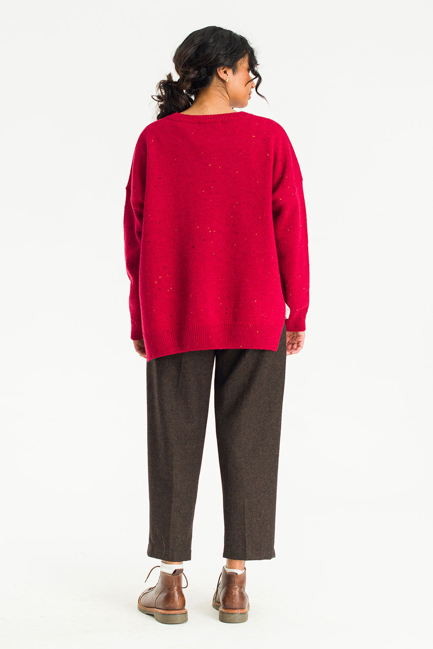 Boucle Round Neck Jumper, Mix Wine