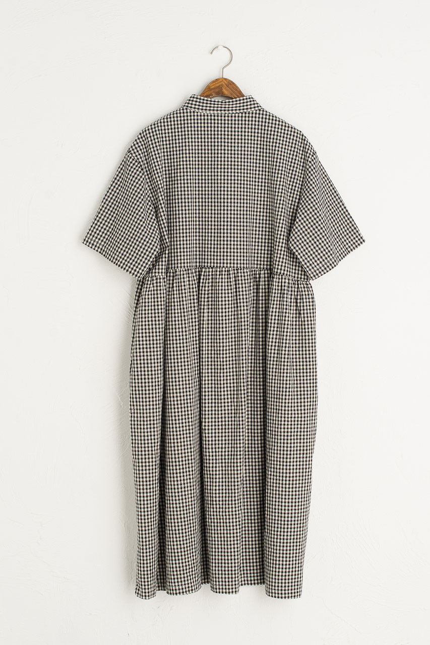 Gingham Shirt Dress, Black