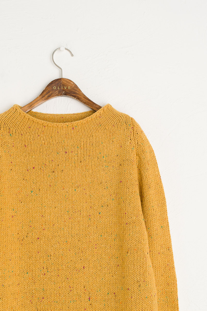 Flecked Fisherman Knit, Mustard
