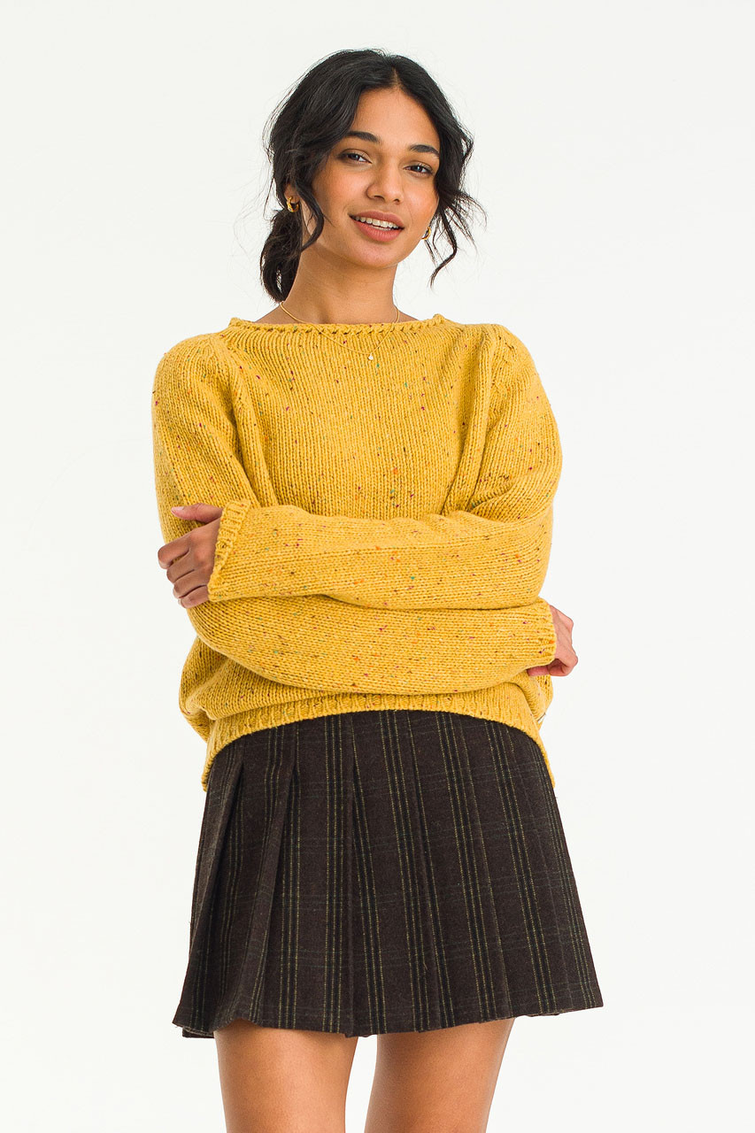 Flecked Fisherman Knit, Mustard