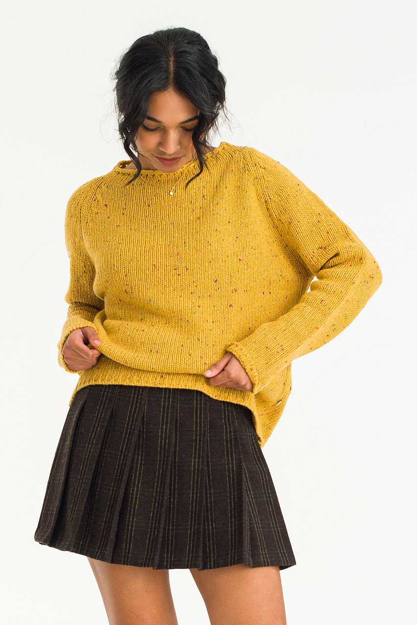 Flecked Fisherman Knit, Mustard