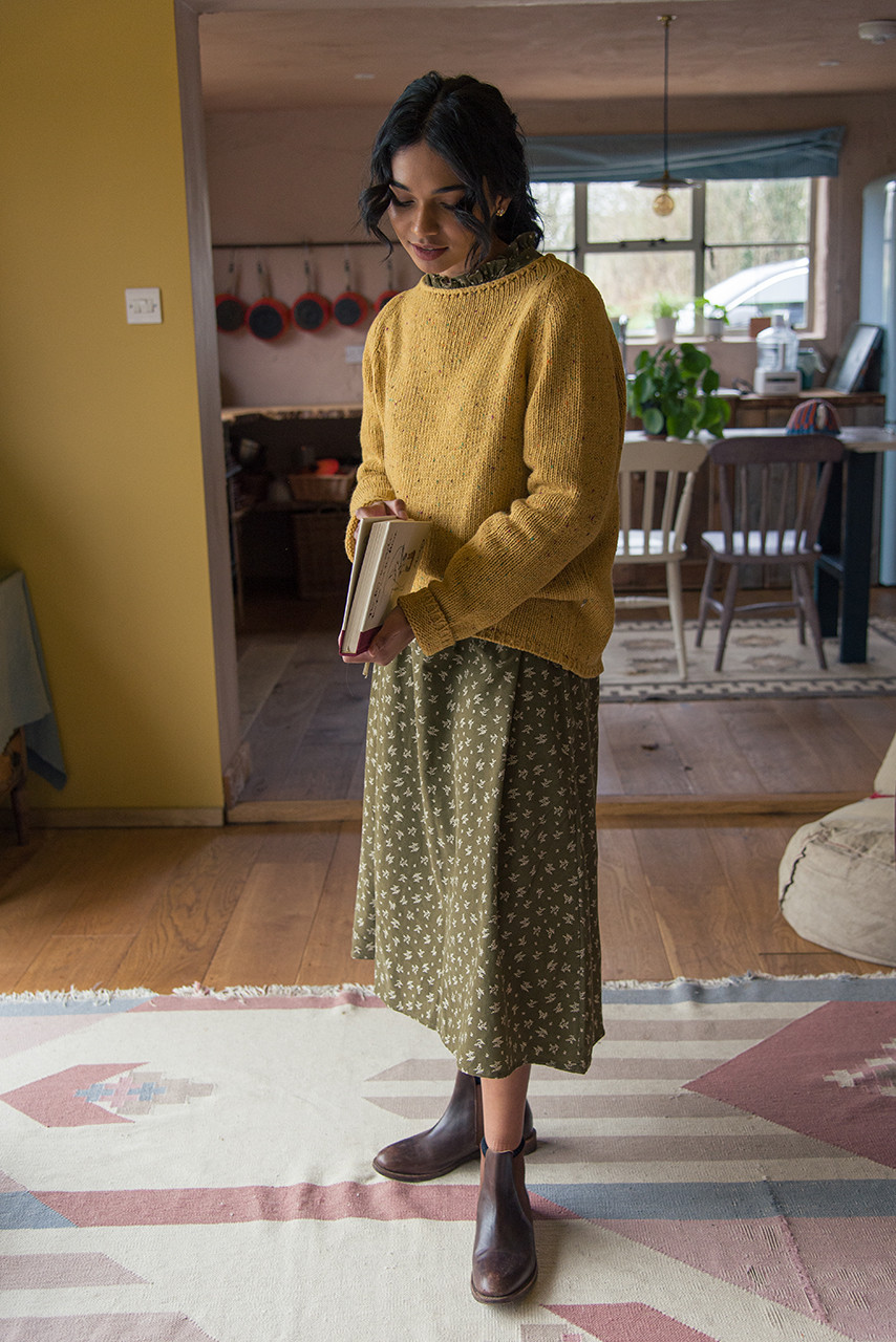 Flecked Fisherman Knit, Mustard