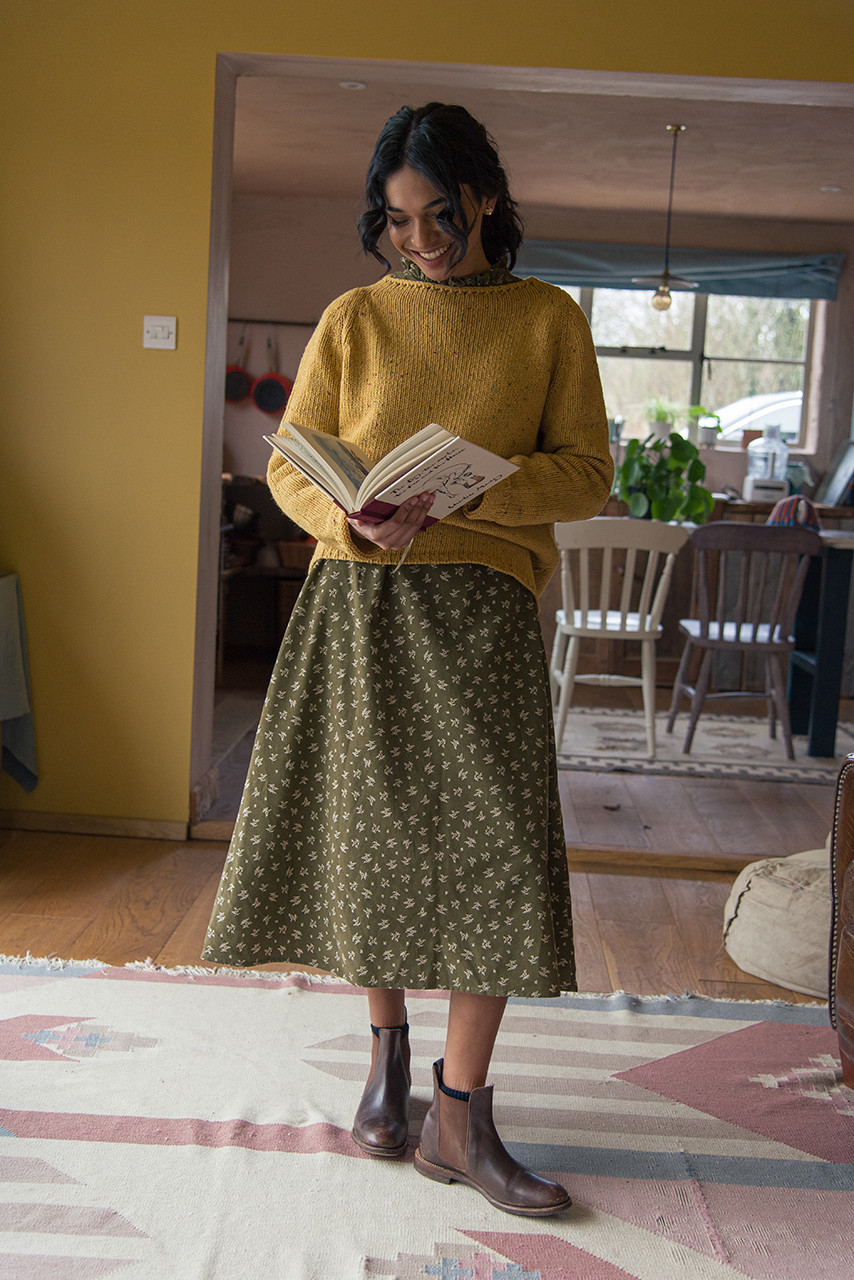 Flecked Fisherman Knit, Mustard