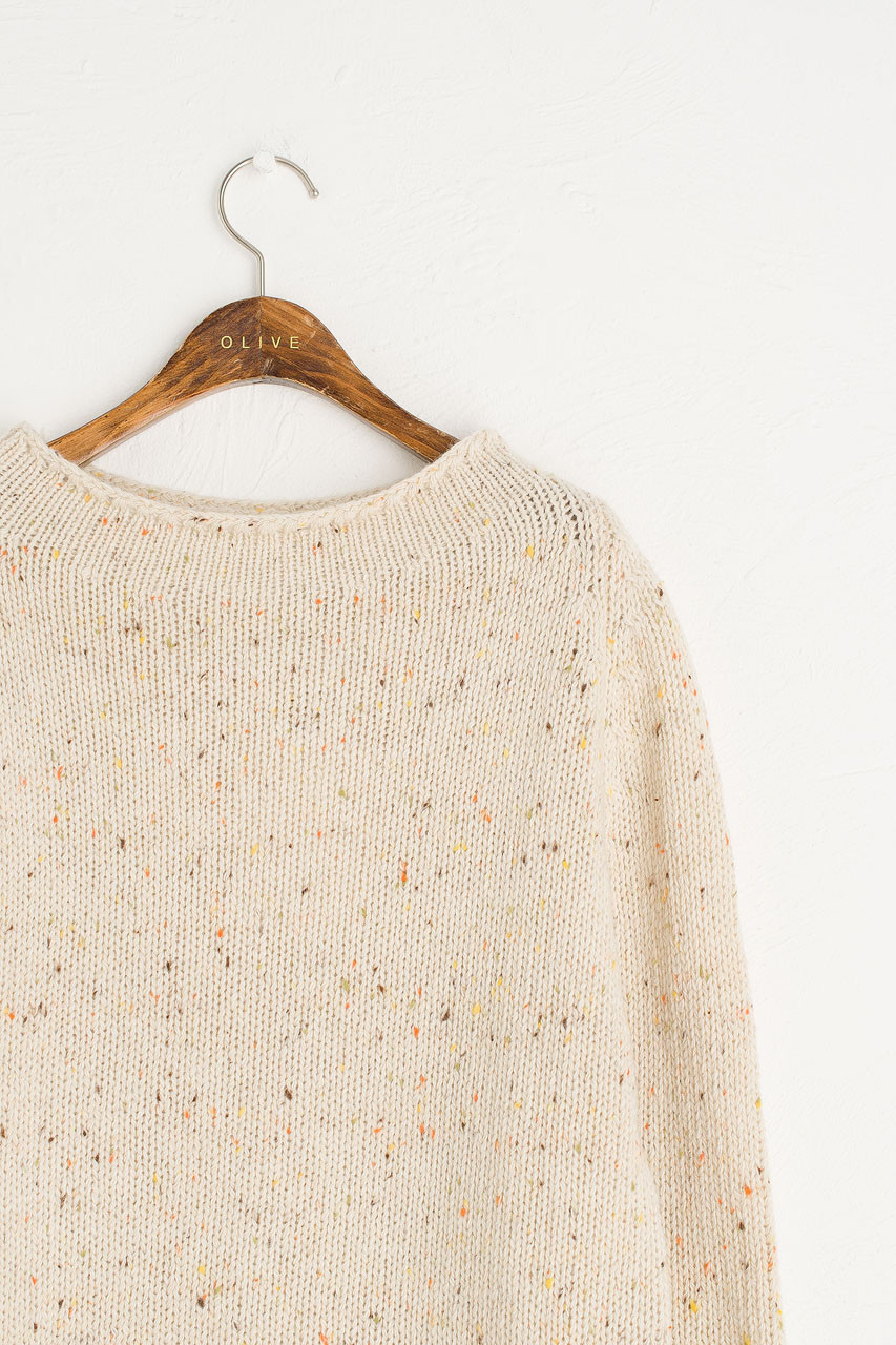 Flecked Fisherman Knit, Ivory