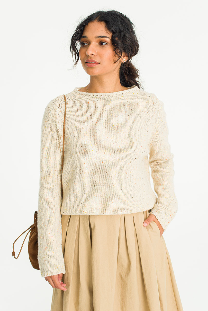 Flecked Fisherman Knit, Ivory