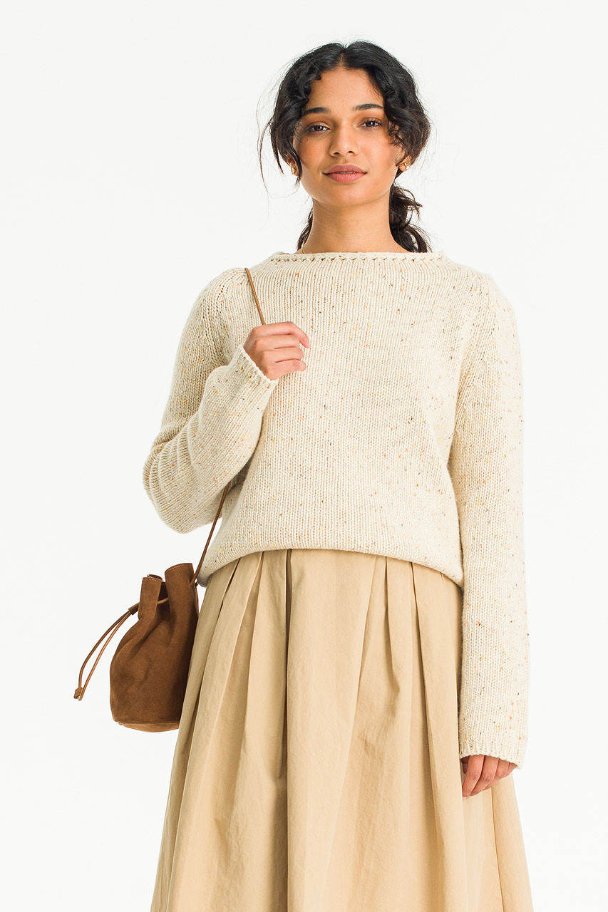 Flecked Fisherman Knit, Ivory