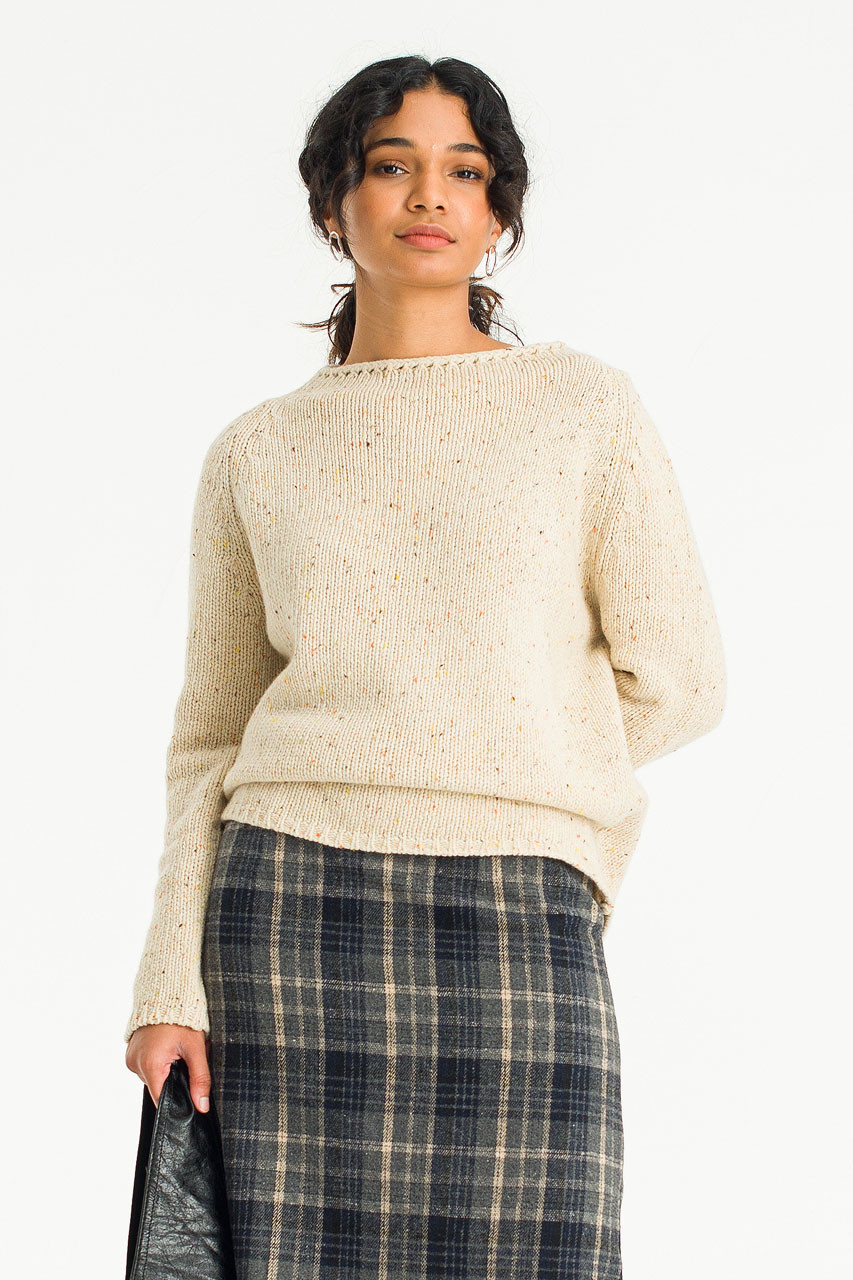 Flecked Fisherman Knit, Ivory