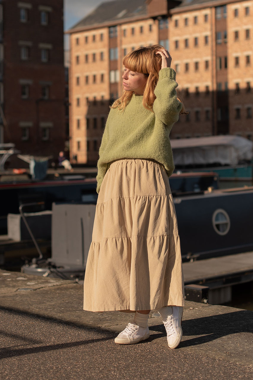 Meard Cord Skirt, Cream