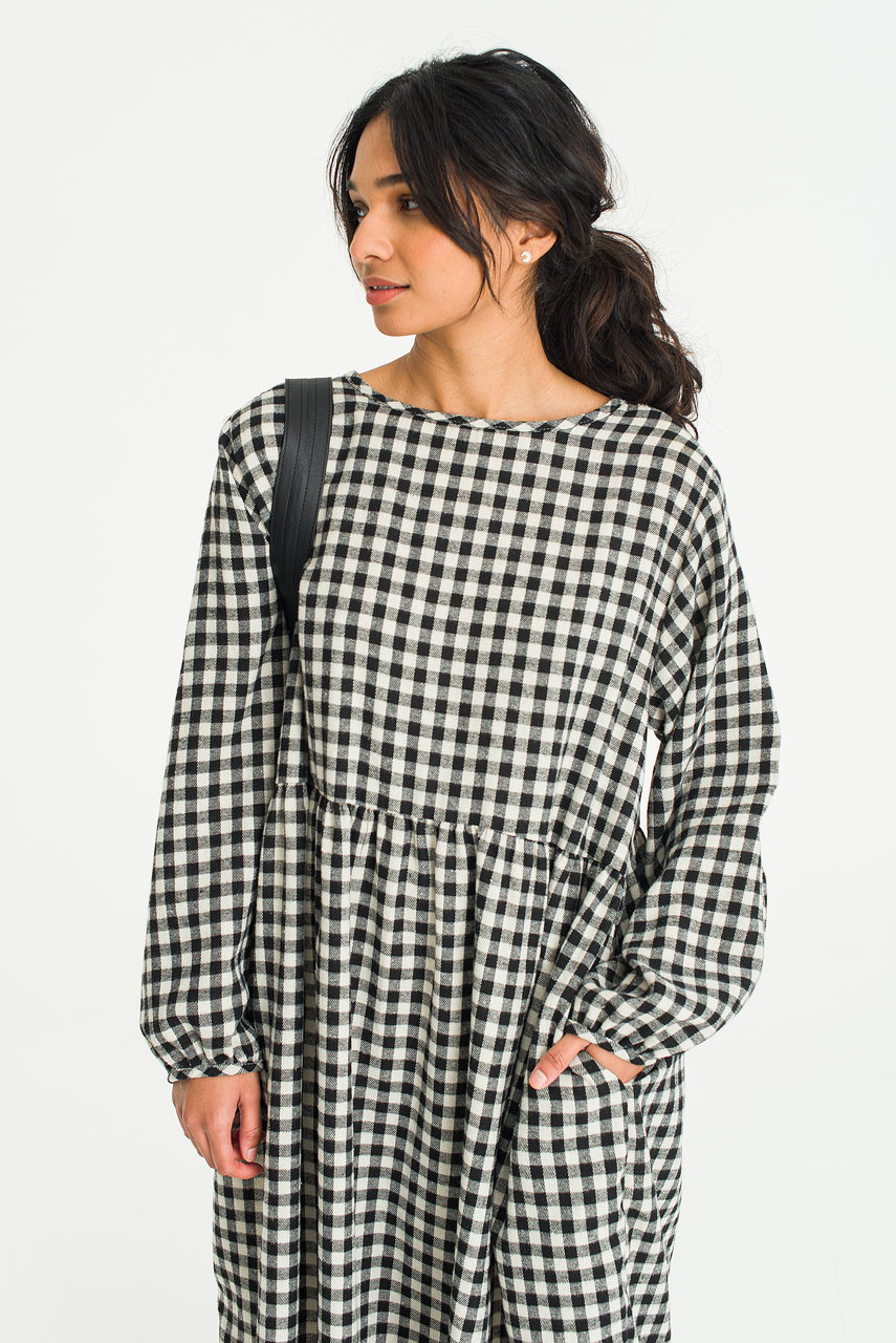 Two Way Noa Gingham Dress, Black