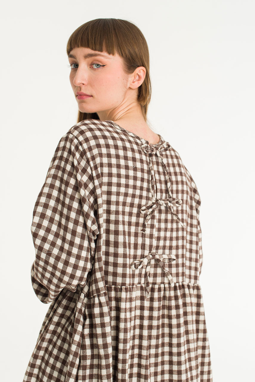 Two Way Noa Gingham Dress, Brown