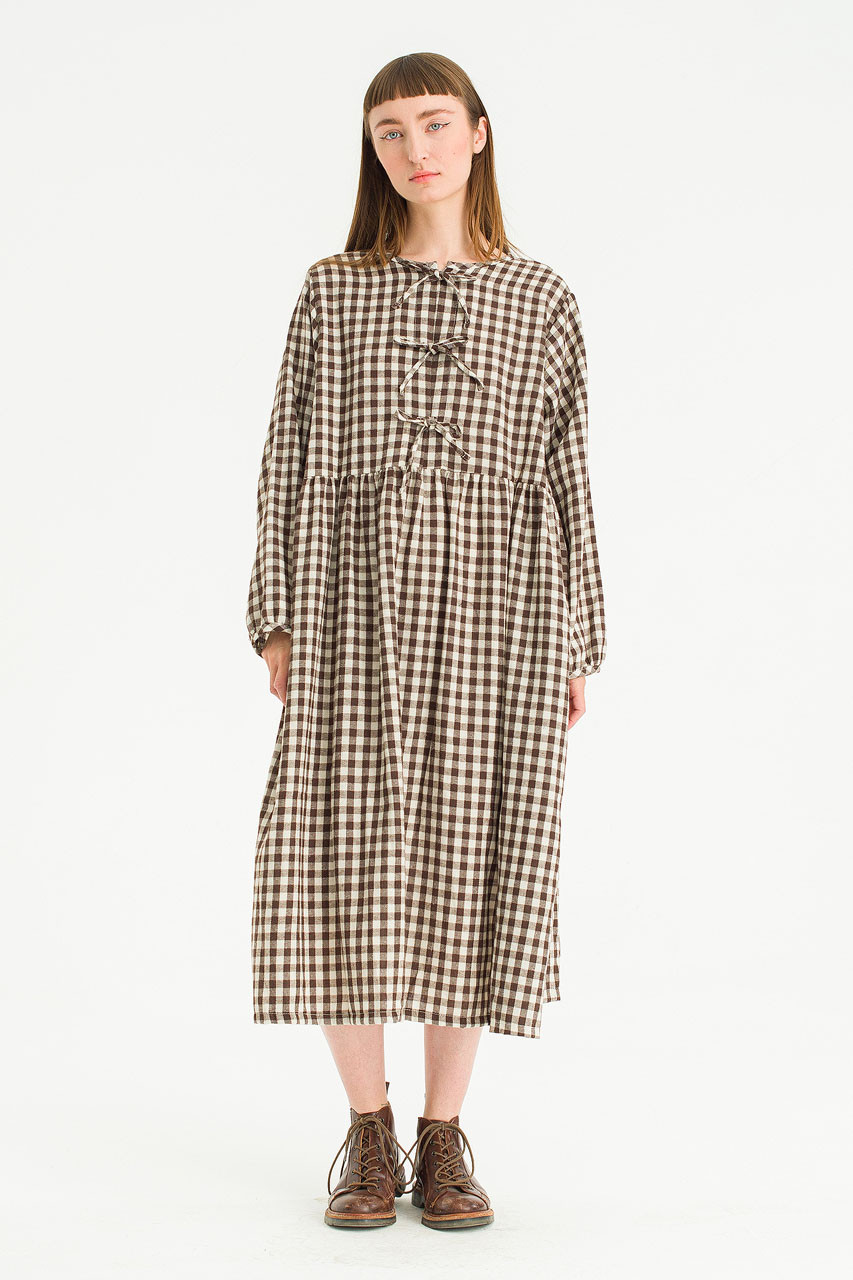Two Way Noa Gingham Dress, Brown
