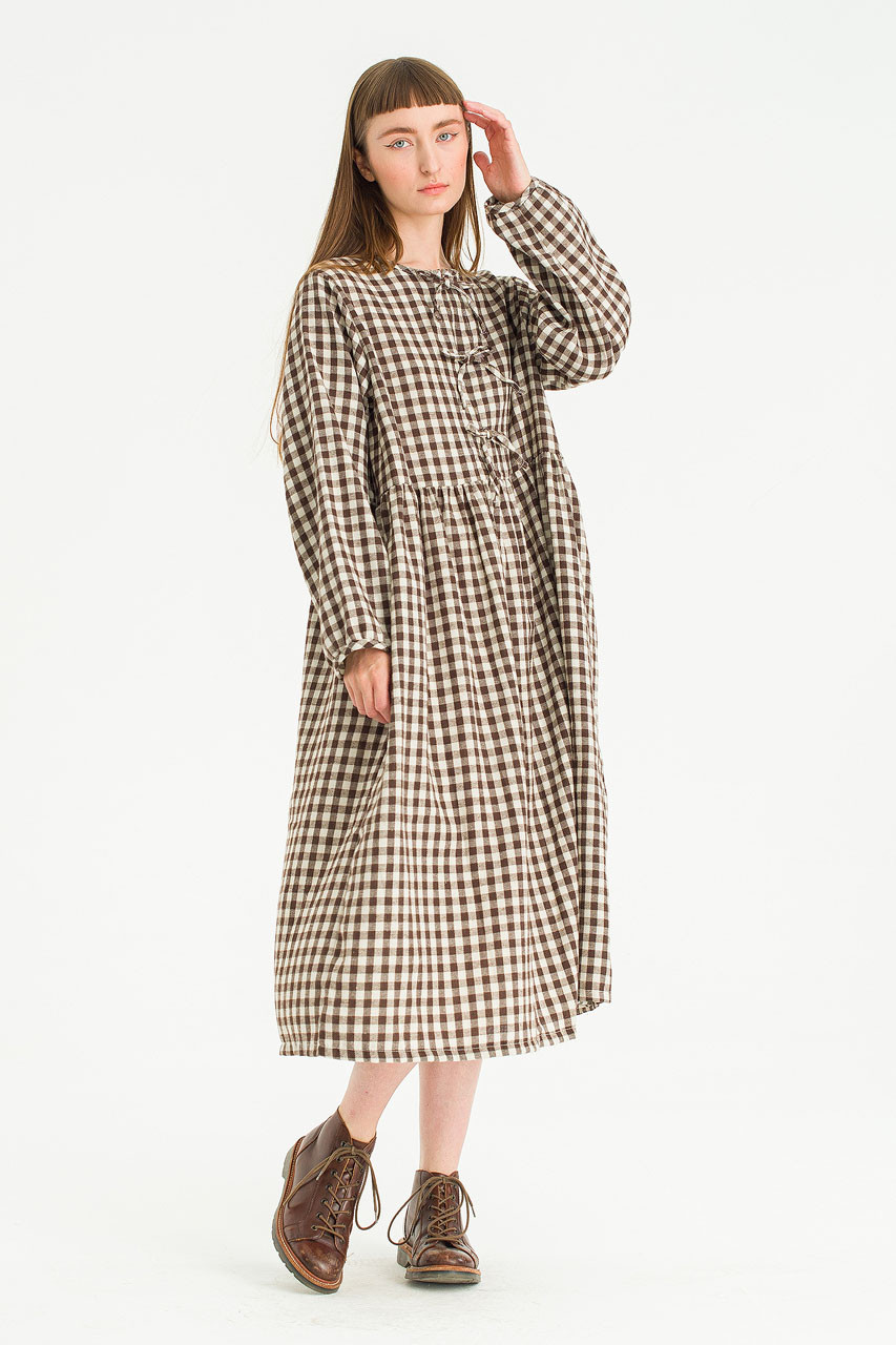 Two Way Noa Gingham Dress, Brown