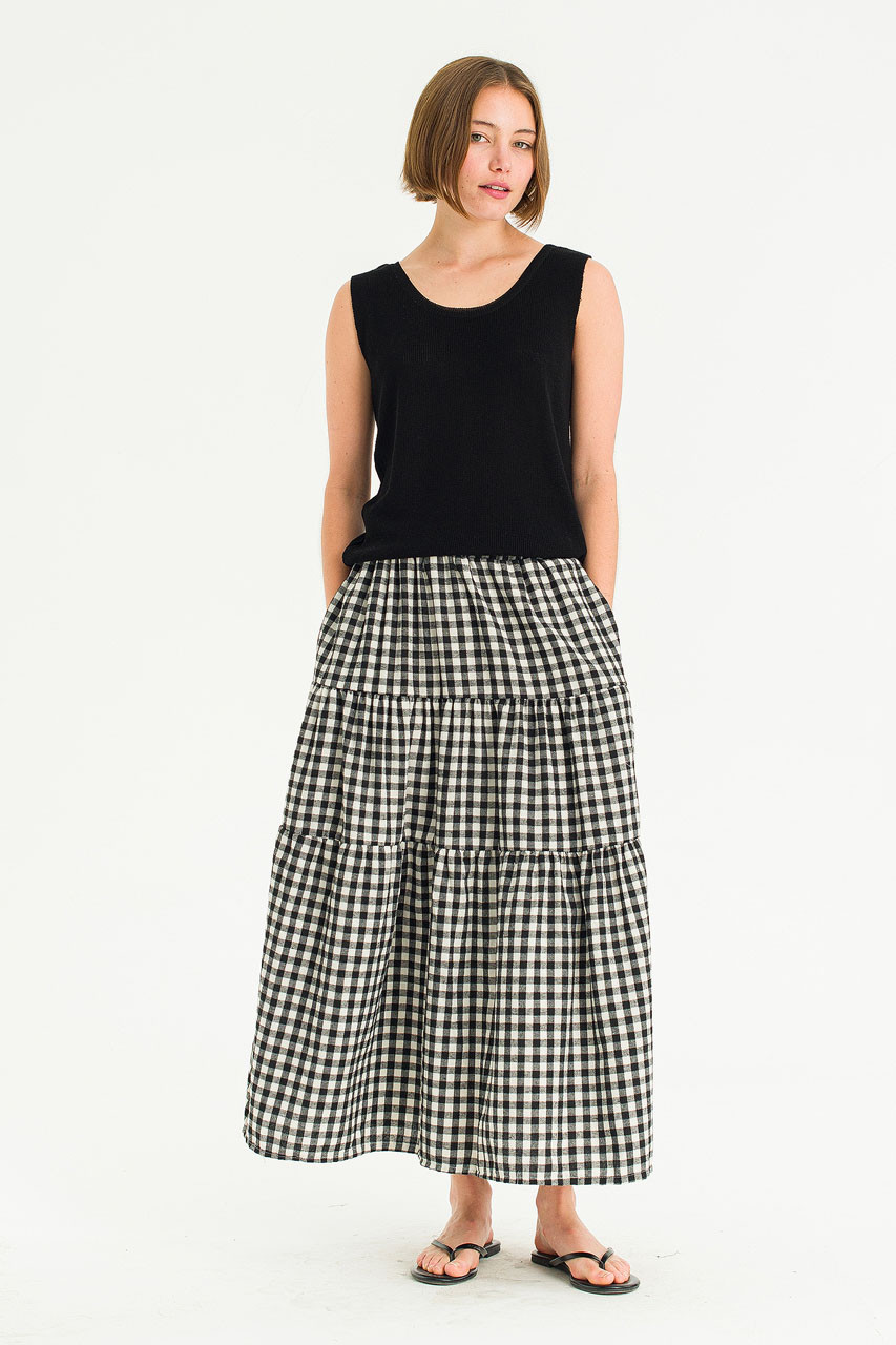 Faye Gingham Skirt, Black