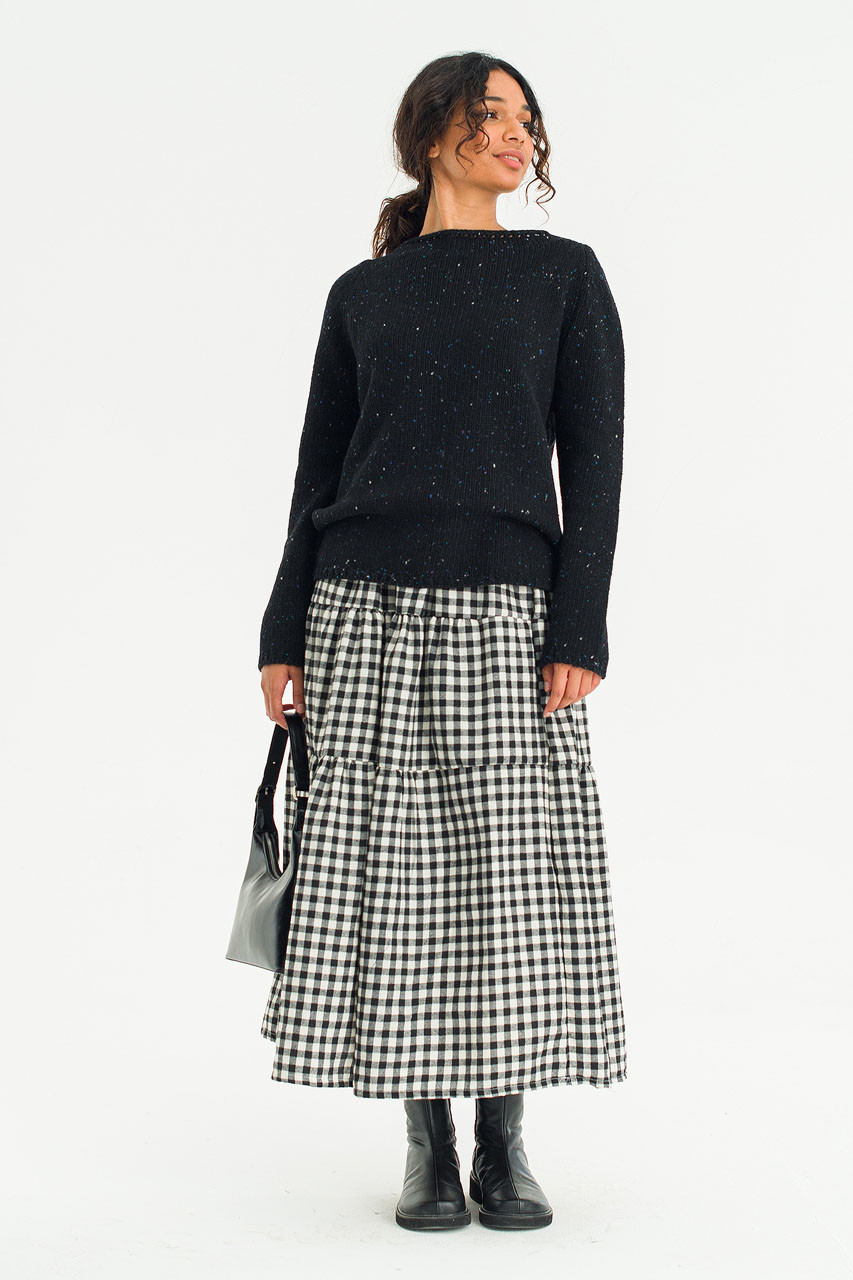 Faye Gingham Skirt, Black