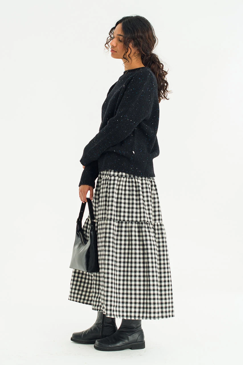 Faye Gingham Skirt, Black