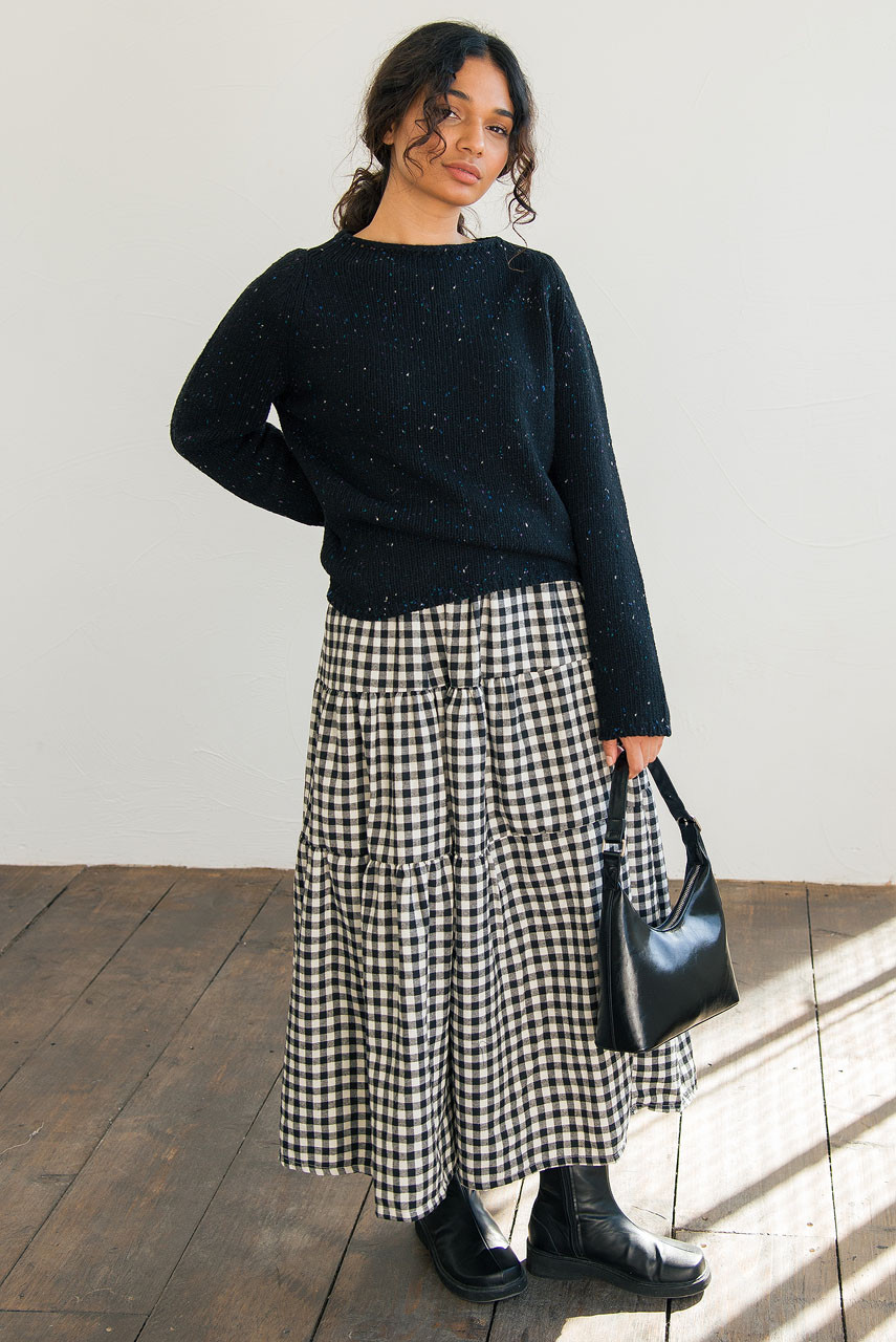 Faye Gingham Skirt, Black