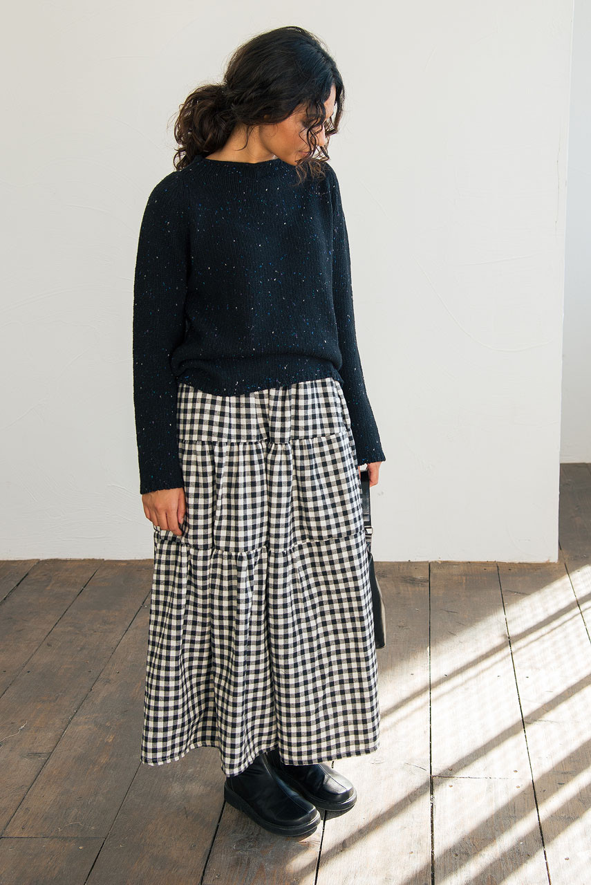 Faye Gingham Skirt, Black