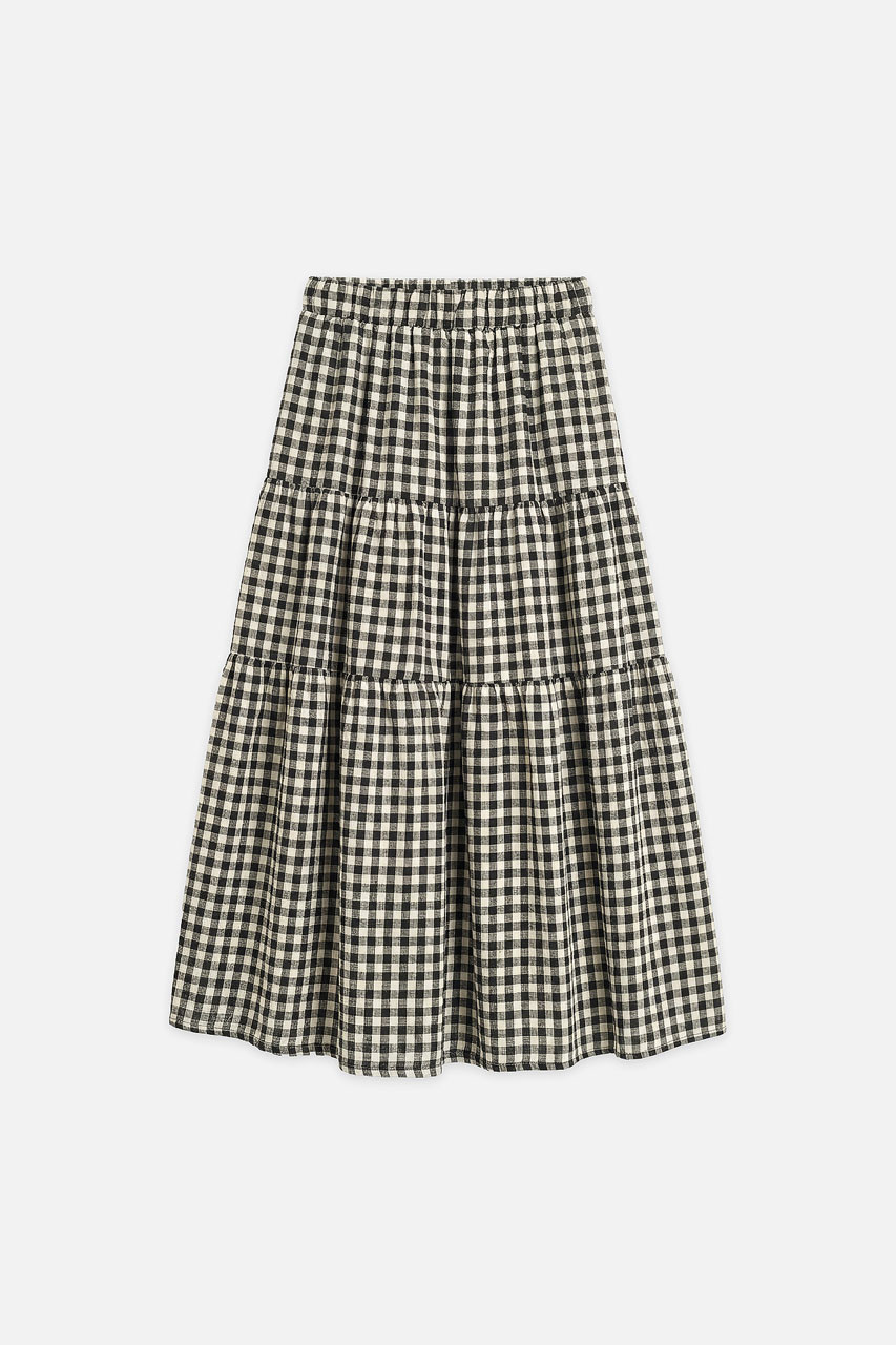 Faye Gingham Skirt, Black