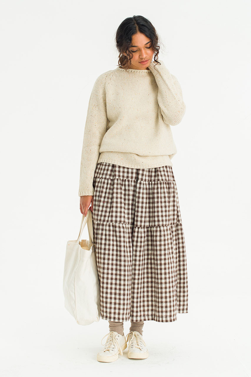 Faye Gingham Skirt, Brown