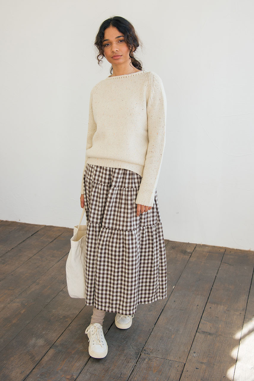 Faye Gingham Skirt, Brown