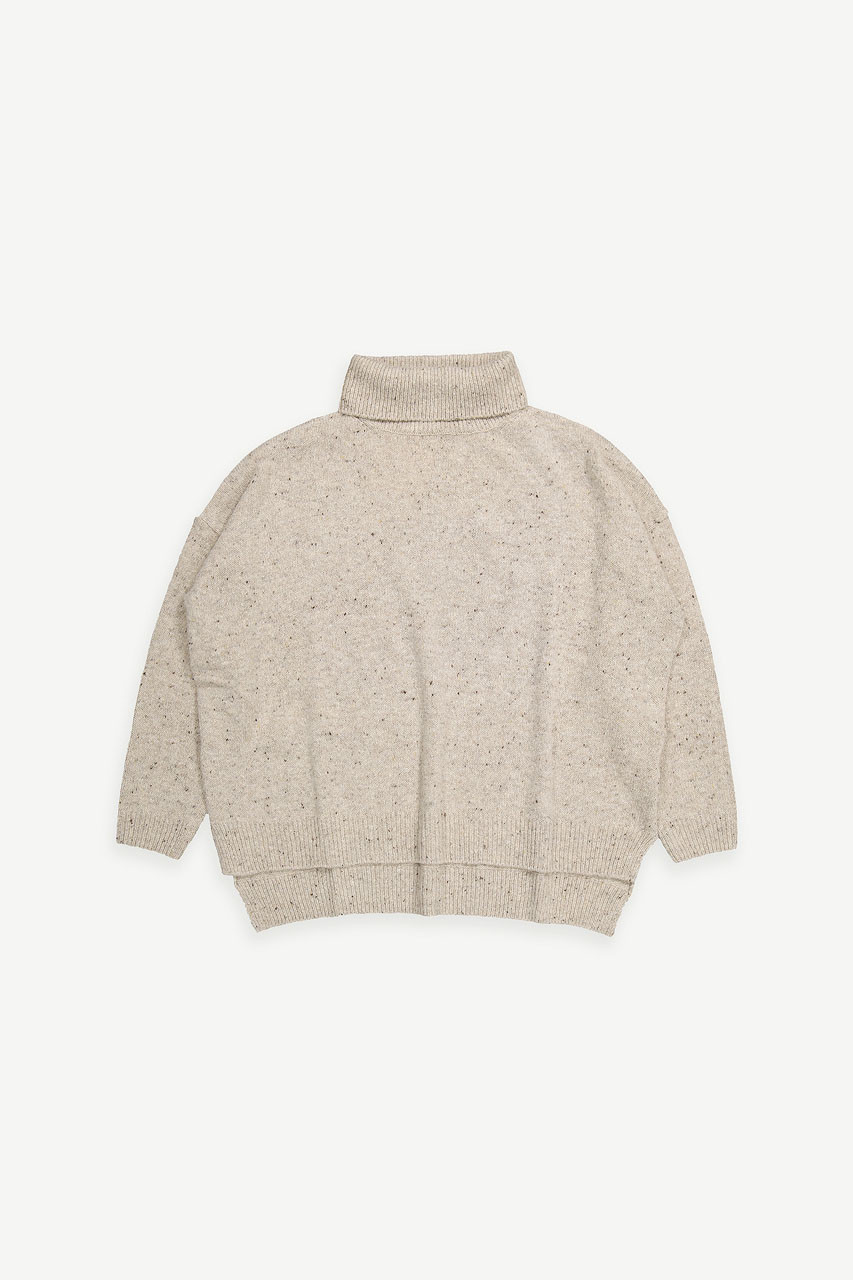 Oversize Boucle Roll Neck Jumper, Pebble