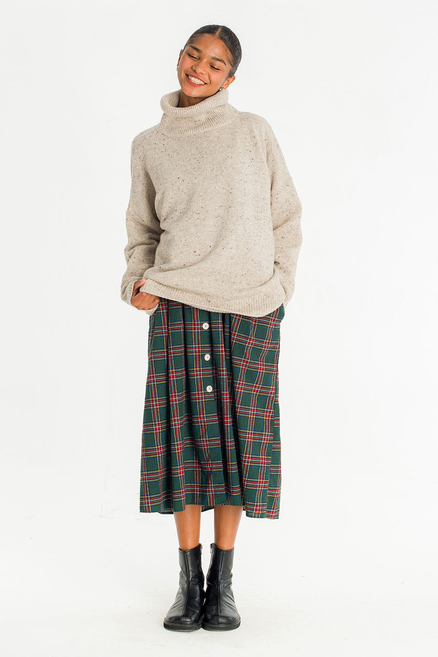 Oversize Boucle Roll Neck Jumper, Pebble