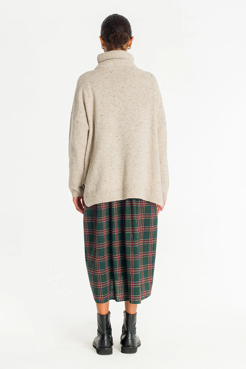 Oversize Boucle Roll Neck Jumper, Pebble