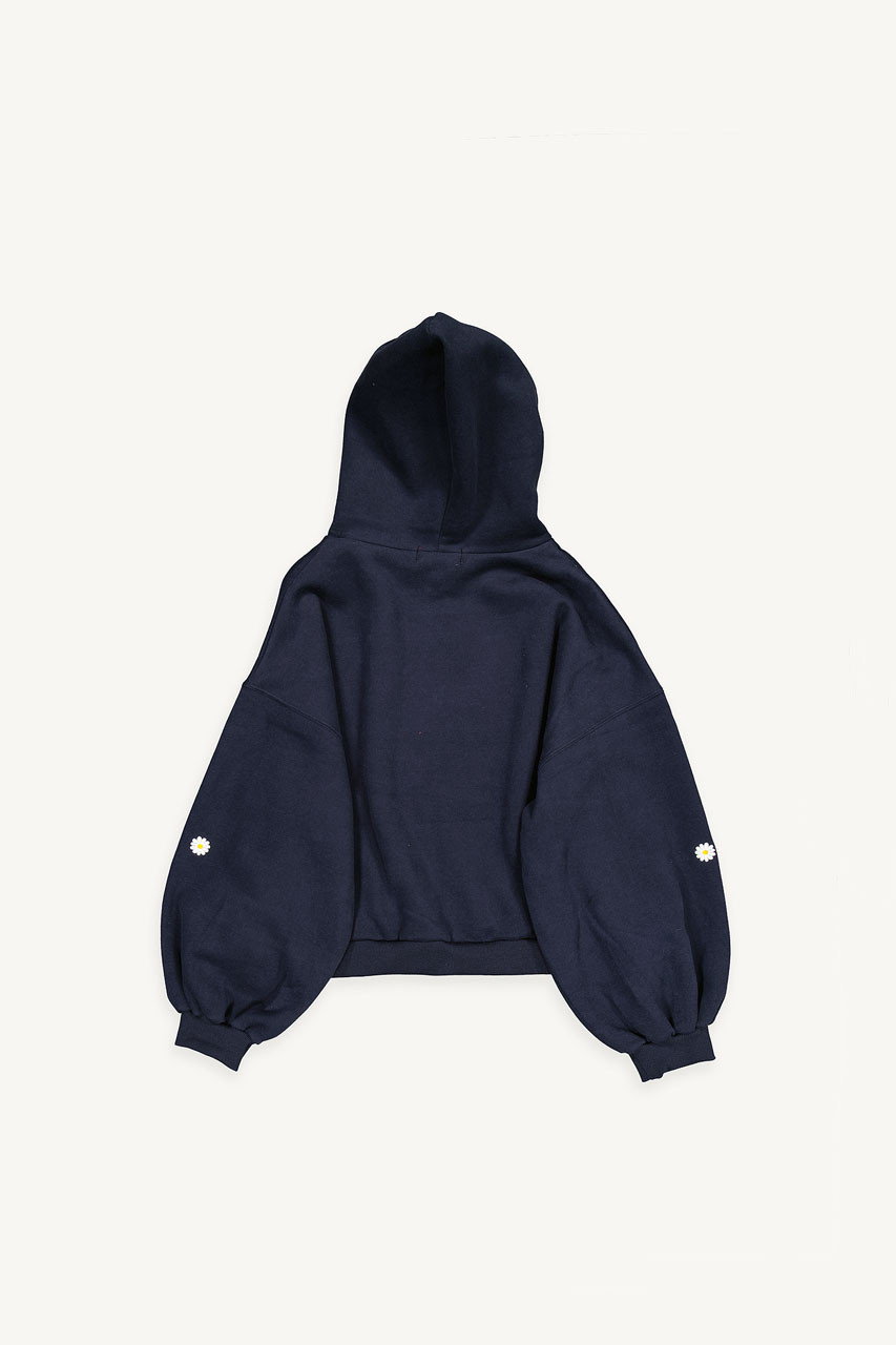 Fleece Daisy Zip Up Hoody, Navy