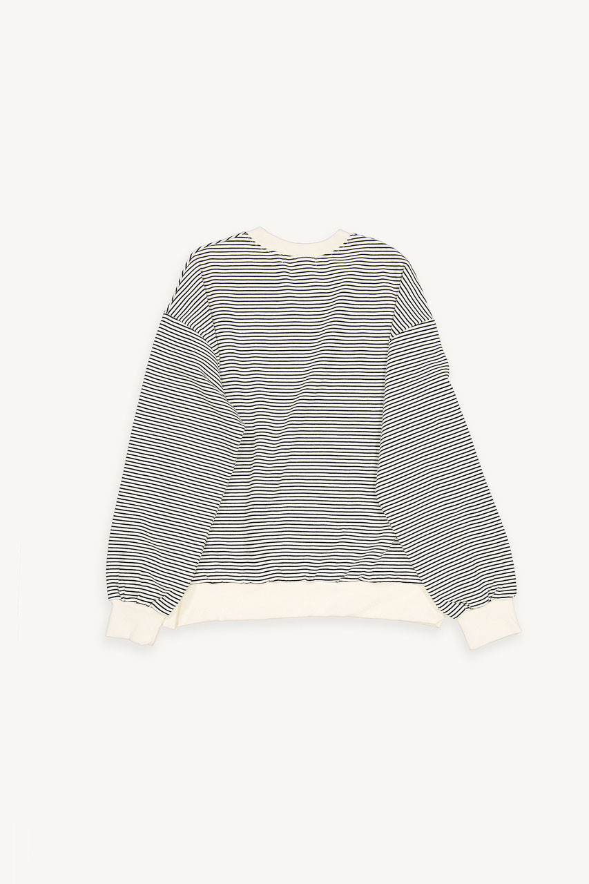 Fleece Daisy Stripe Sweatshirt, Ivory