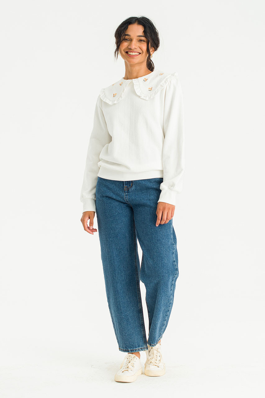 Wild Daisy Embroidered Sweatshirt, Ivory