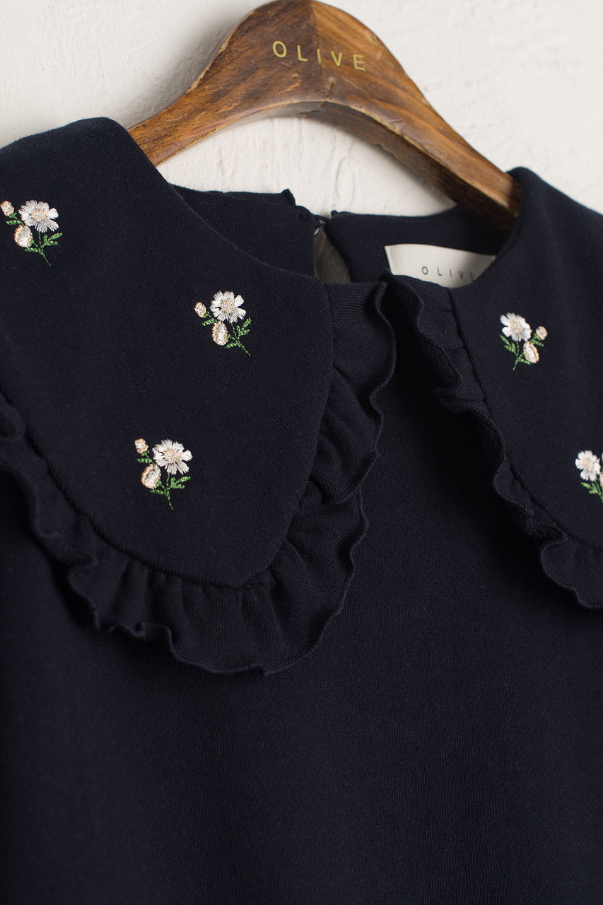 Wild Daisy Embroidered Sweatshirt, Navy