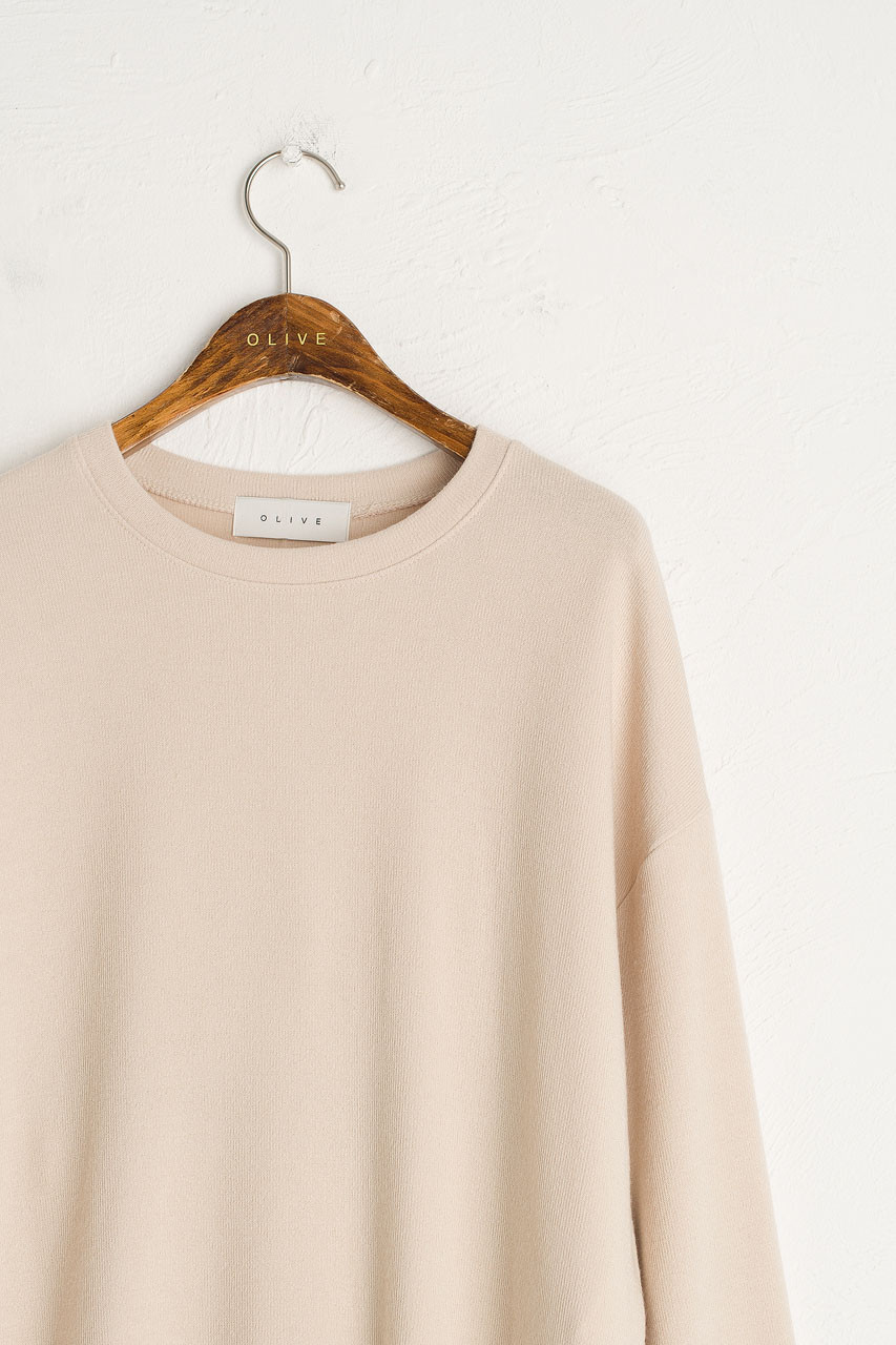 Slouch Tee & Wide Trousers Set, Light Beige