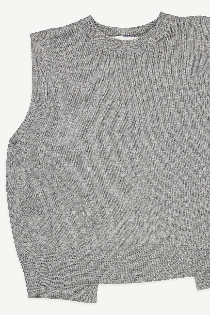 Leah Open Back Knit Vest, Grey