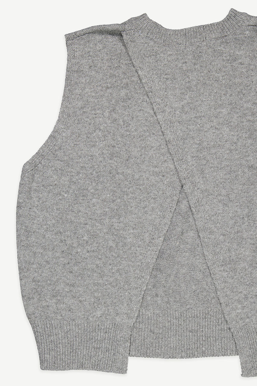 Leah Open Back Knit Vest, Grey